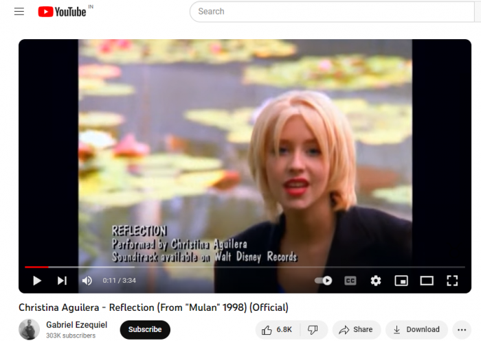 Christina Aguilera "Reflection" for Disney's "Mulan," 
